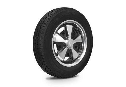 EMPI Staggered 911 Alloy Wheel & Tire Combo - Black/Polished 4.5/5.5x15 (5/205) - Yokohama GT Special | 10-2023-0