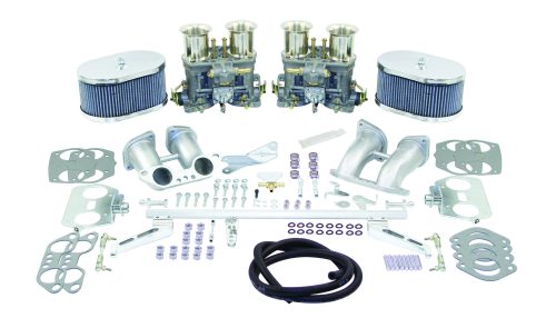 Genuine Weber 44mm IDF dual carburetor kit for VW Type 2, Type 4, and Porsche 914 engines with linkage
