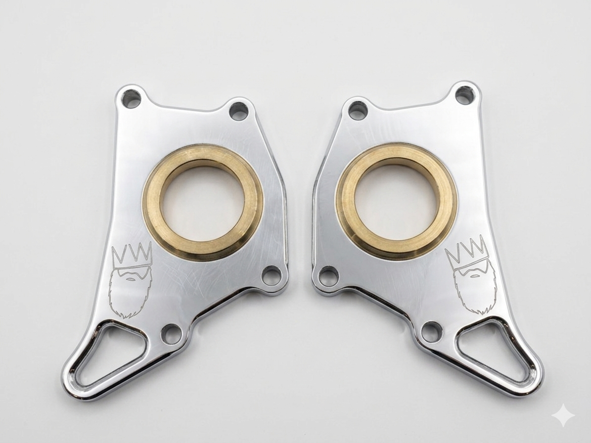 Polished Billet IRS Bearing Retainers — Show-Quality Pair | VW Type 1 IRS Drivetrain