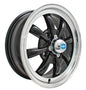 EMPI 00-9682-0 GT-8 8-Spoke Aluminum Wheel 15x5.5 4x130 Gloss Black with Polished Lip for VW Beetle Karmann Ghia Type 3