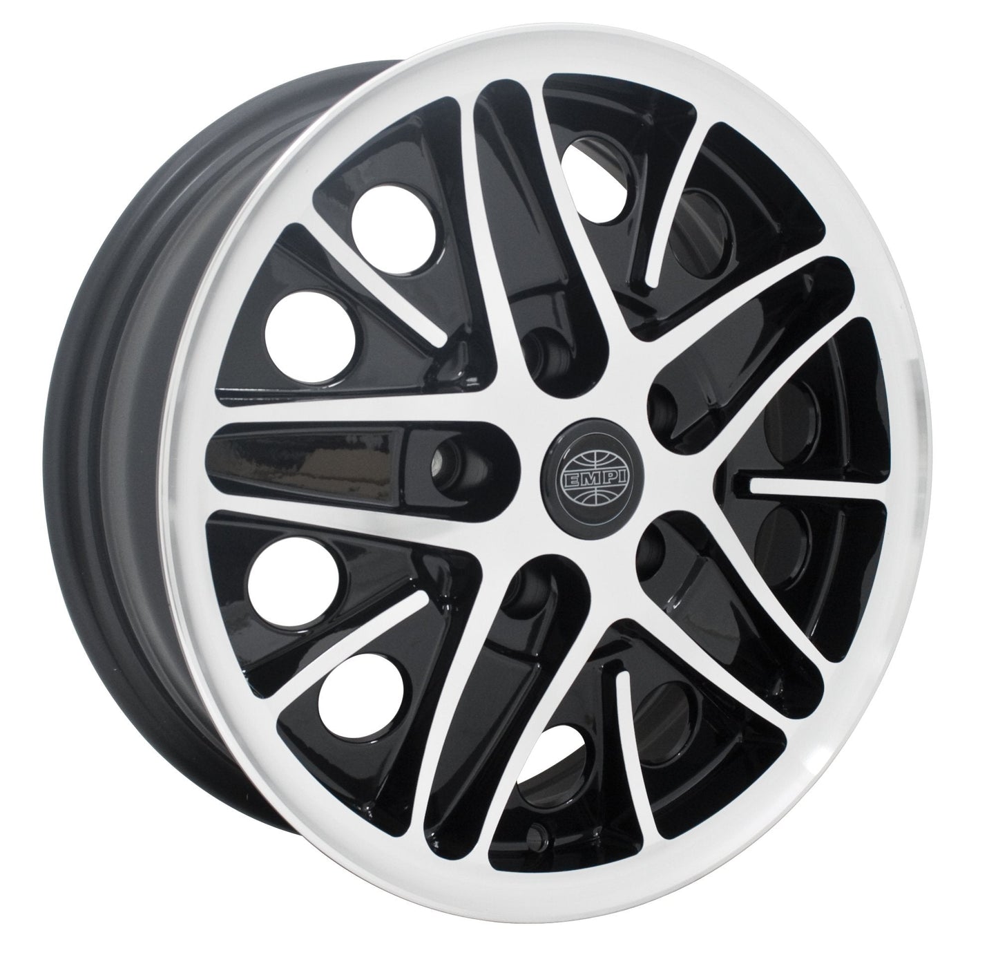 EMPI Cosmo mesh wheel, gloss black with polished lip, air-cooled VW