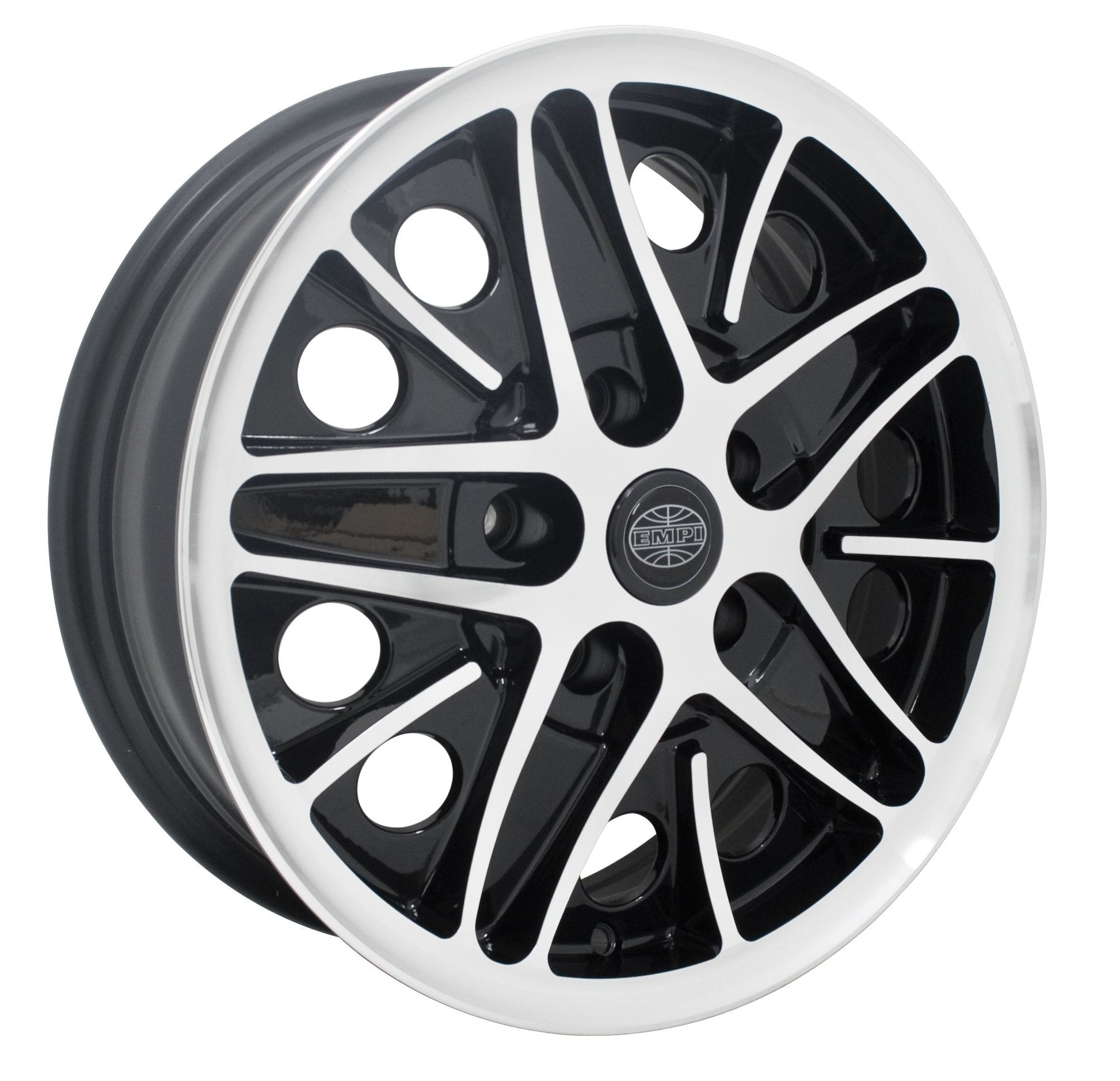 EMPI Cosmo mesh wheel, gloss black with polished lip, air-cooled VW