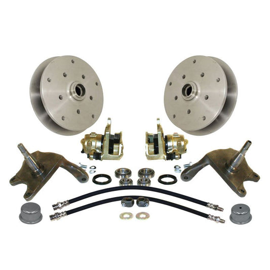 Forged drop-spindle front disc brake kit for VW link pin, 5-lug double-drilled 5x205mm and 5x130mm