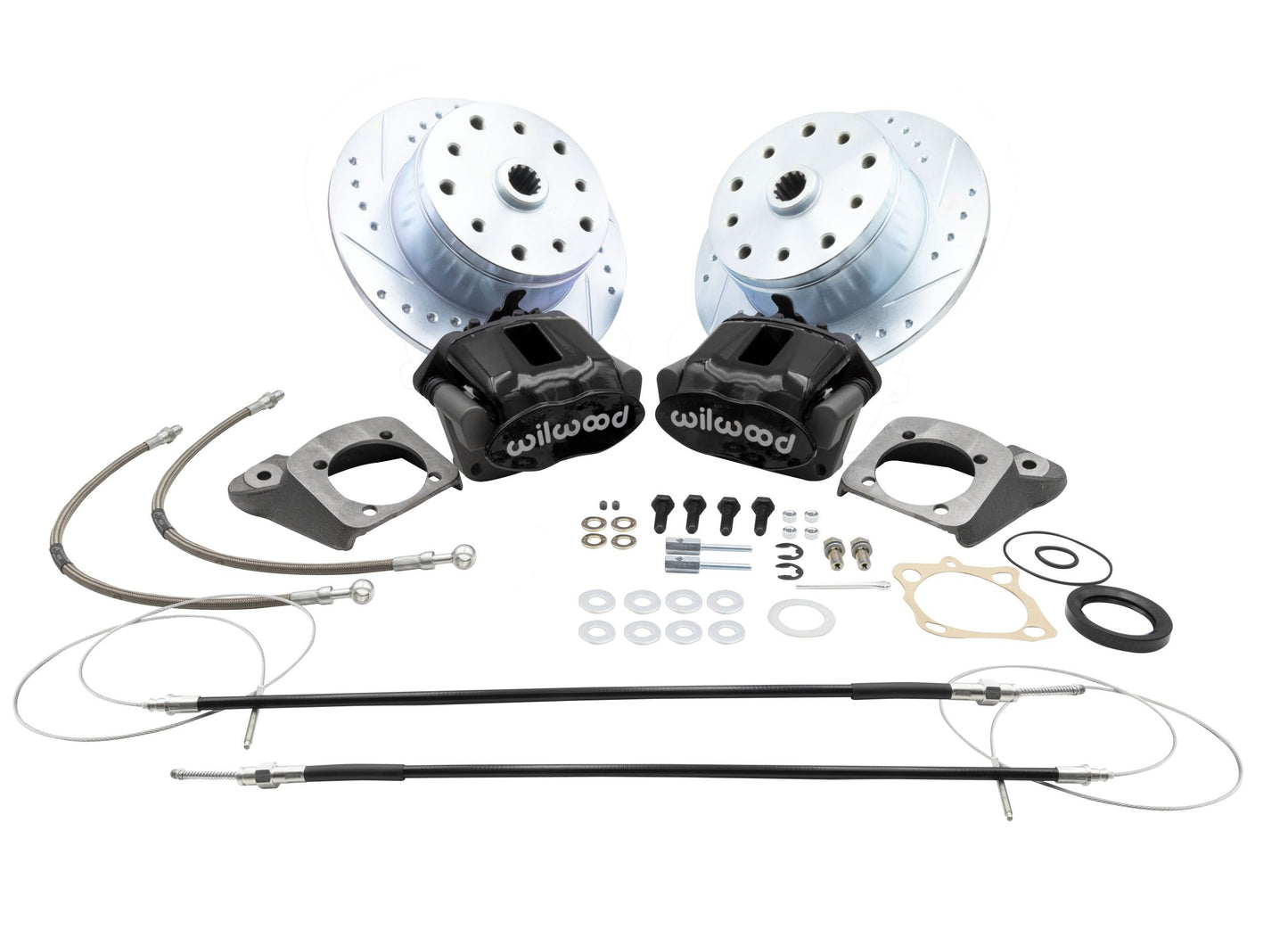 Wilwood Rear Disc Brake Kit with E-Brake - Swing Axle 5x130/5x4.75, Wilwood Black Caliper (22-6154-B)