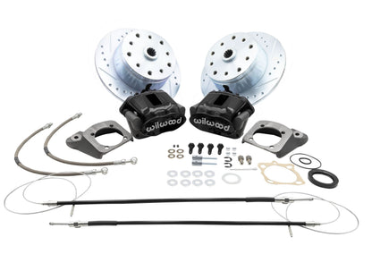 Wilwood Rear Disc Brake Kit with E-Brake - Swing Axle 5x130/5x4.75, Wilwood Black Caliper (22-6154-B)