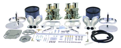EMPI 44mm HPMX dual carburetor kit for VW Type 1 dual-port engines, performance intake, part 47-7319-0