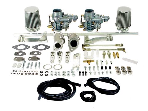 EMPI EPC 34 dual carburetor kit for VW Type 1 single-port engines, performance intake with linkage, part 47-7401-0