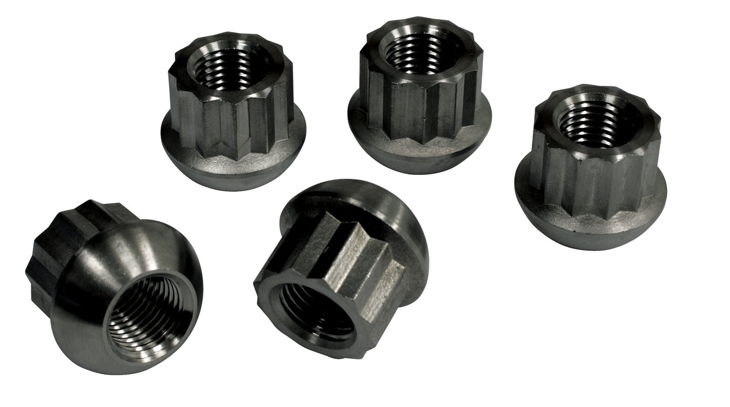 EMPI Porsche Style Alloy Lug Nuts, Black, Ball Seat, M14-1.5, Set of 5 (70-2883-0)