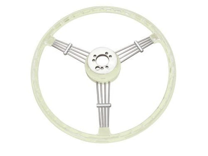 Banjo Style Vintage Steering Wheel Kit - 15.5" Silver / Grey - Classic VW & Porsche Styling