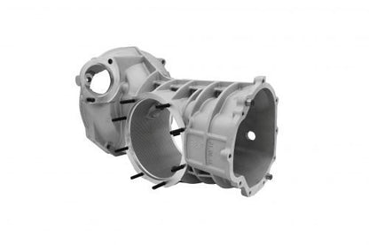 EMPI HD reinforced aluminum VW transaxle case, angled 3/4 view showing cast gussets and machining