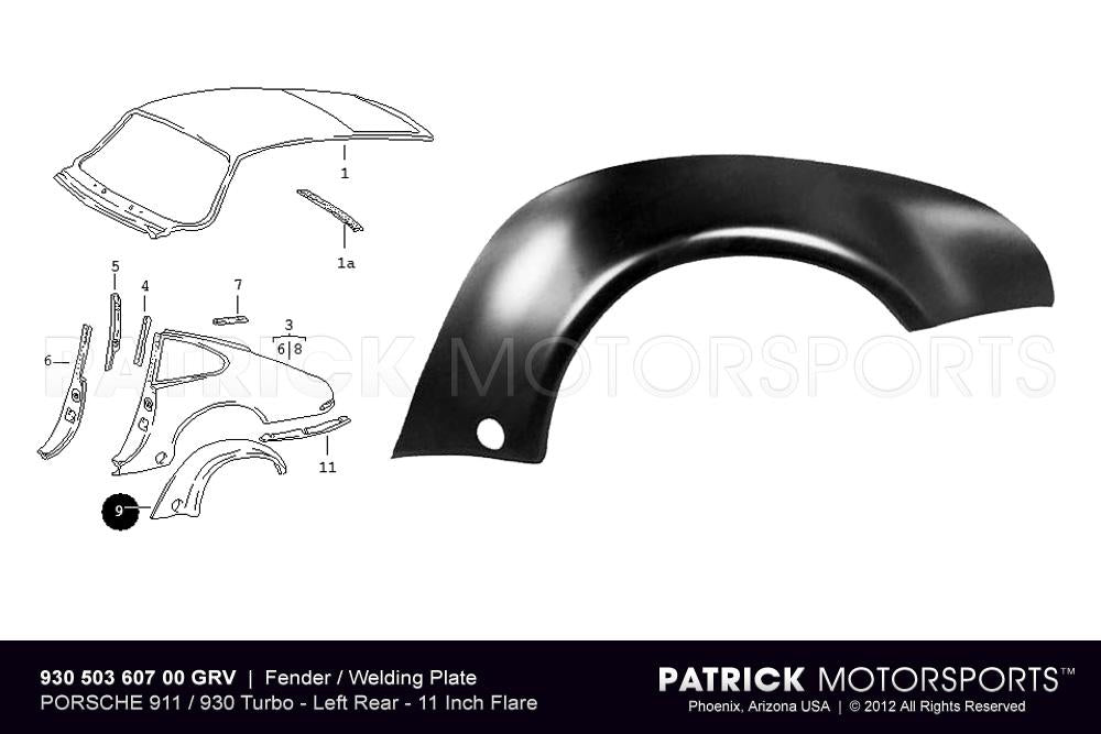 Dansk Rear Fender Flare, 11" Left — Porsche 930 Turbo (1976–1986)