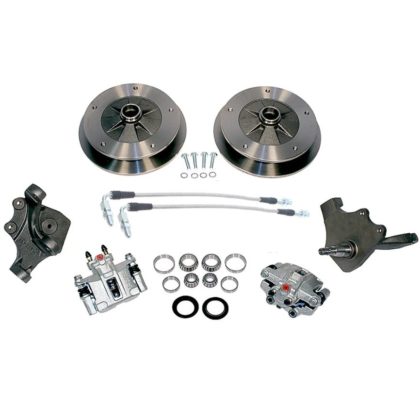 Wide 5 2.5 Inch Lowered Ball Joint Drum to Disc Brake Conversion Kit, fits ’66-’77 Bug, Ghia & Thing for Beetle, Karmann...