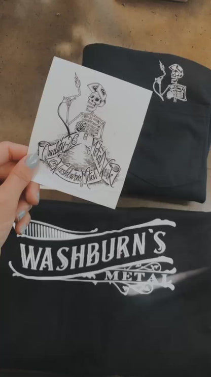 Washburn's Metal Skeleton Die-Cut Vinyl Sticker — Original Artwork